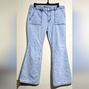 No Boundaries Mid Rise Porkchop Flare Pants, Size 16